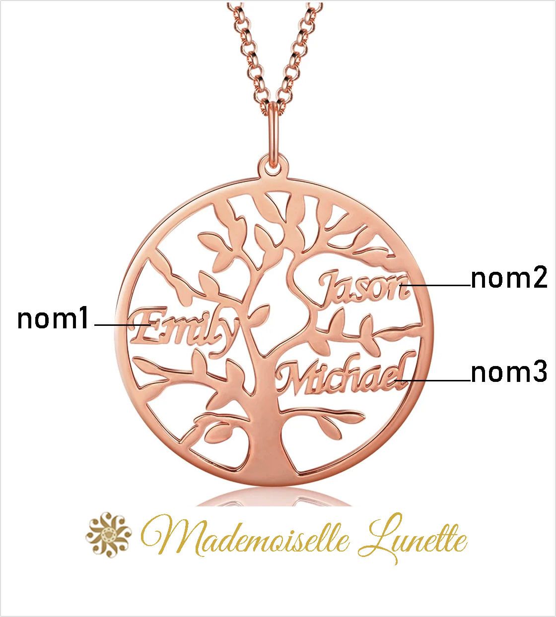 Collier arbre de famille personnalisable MAMAN Cadeau Fête des mères